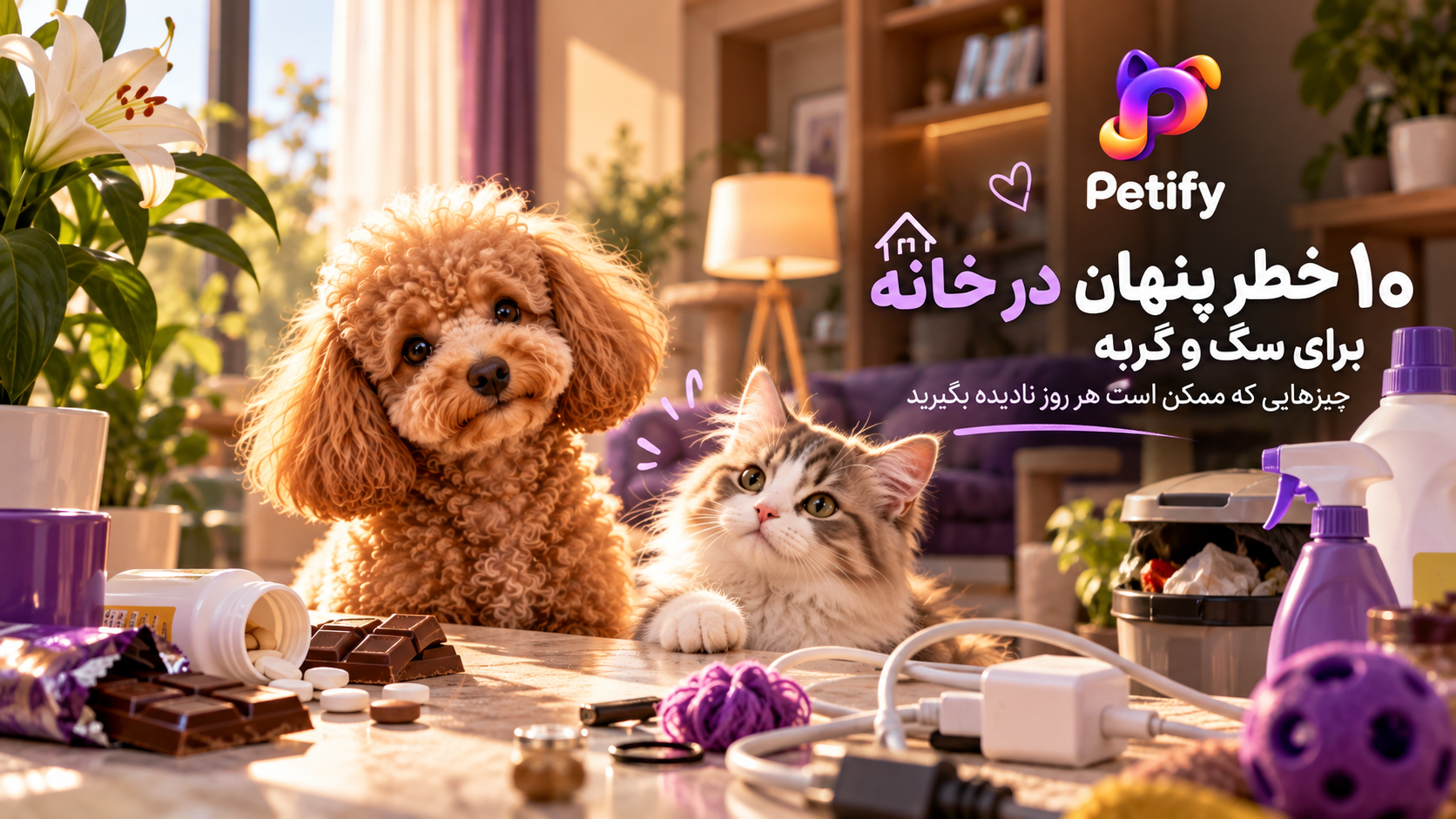 ۱۰ خطر پنهان در خانه برای سگ و گربه