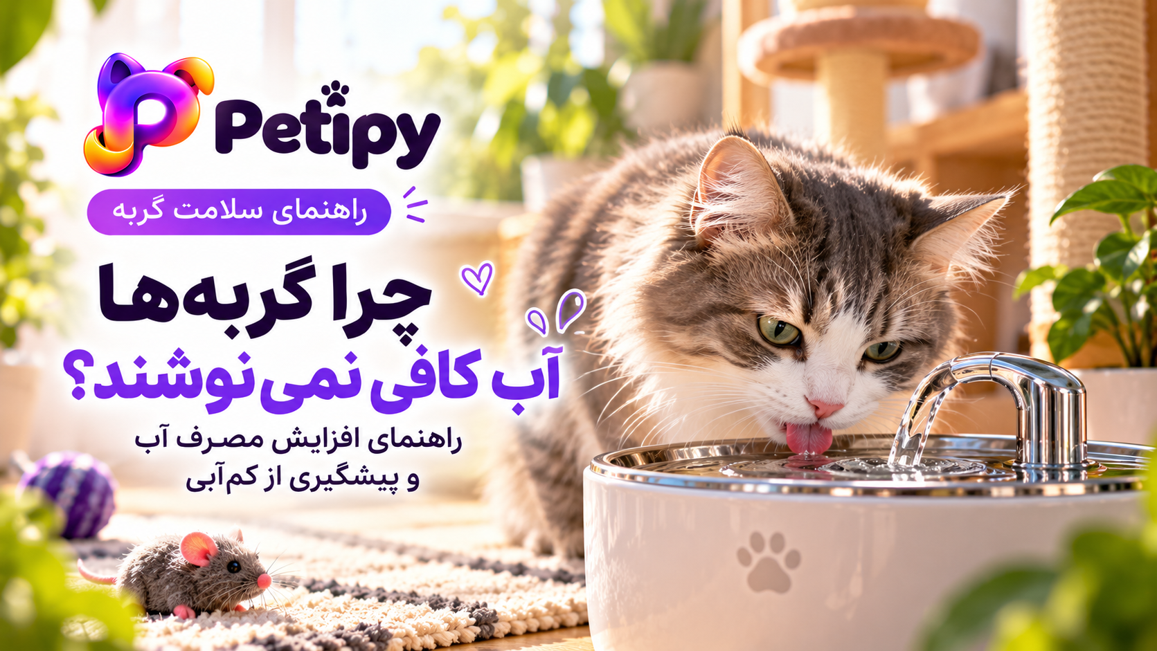 چرا گربه آب نمی‌خورد؟ علت‌ها و راهکارهای افزایش مصرف آب