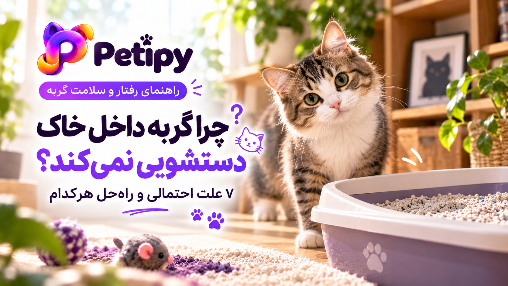 چرا گربه بیرون از خاک دستشویی می‌کند؟ ۷ علت و راه‌حل